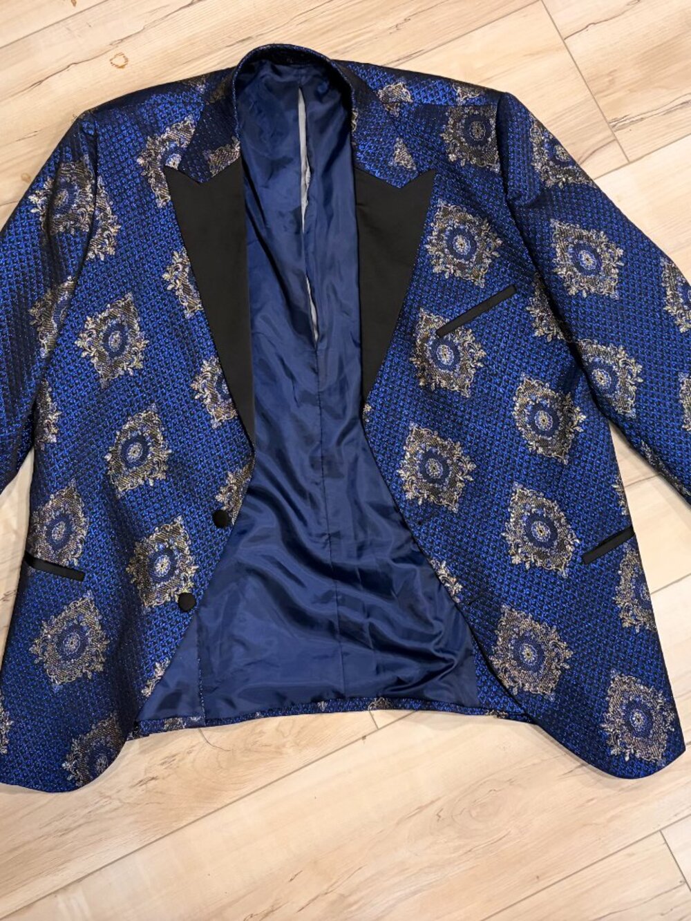 Blue/Gold Fashion Blazer Jacket - XL - Platini Genuine Made in Turkey - Picture 4 of 4